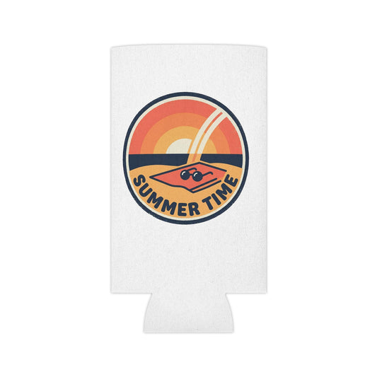 Can Cooler 'Summer Time' Retro Sunset Pool Float Can Koozie - Renee Lane Company