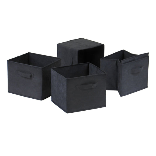 Capri Set of 4 Foldable Black Fabric Baskets - Renee Lane Company