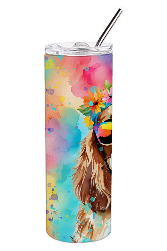 Cavalier Spaniel Hippie Dawg Stainless Steel Skinny Tumbler Vacuum Double Walled Reusable Insulated Tumbler Travel Cup for Coffee Cocktails Gift with Lid, 20 oz - Renee Lane Company