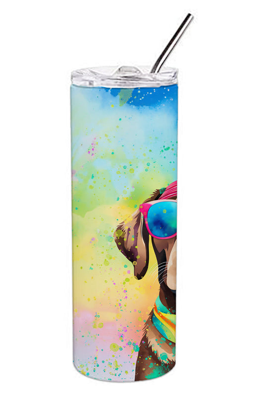 Chocolate Labrador Hippie Dawg Stainless Steel Skinny Tumbler Vacuum Double Walled Reusable Insulated Tumbler Travel Cup for Coffee Cocktails Gift with Lid, 20 oz - Renee Lane Company