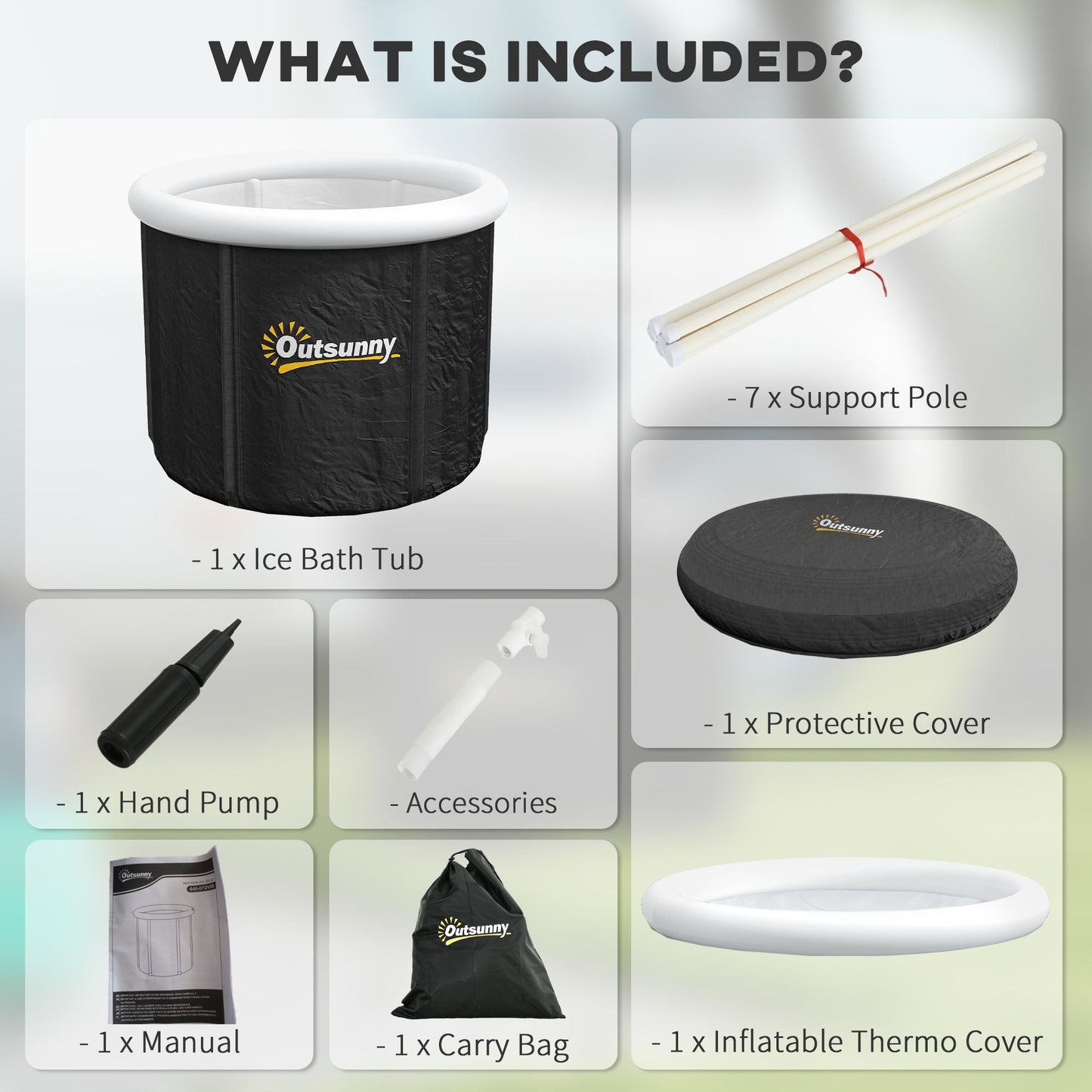 Cold Plunge Tub, Portable Ice Bath with Thermo Lid for Athletes' Recovery, Black - Renee Lane Company