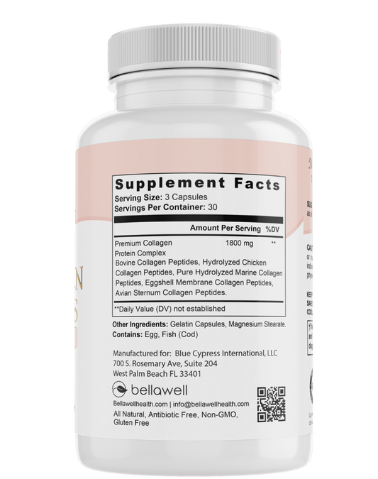 Collagen Peptides Types I, II, III, V, X by Bellawell - Renee Lane Company
