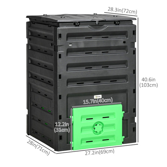 Compost Bin, Garden Composter with 80 Vents and 2 Sliding Doors, 120 Gallon (450L), Black - Renee Lane Company