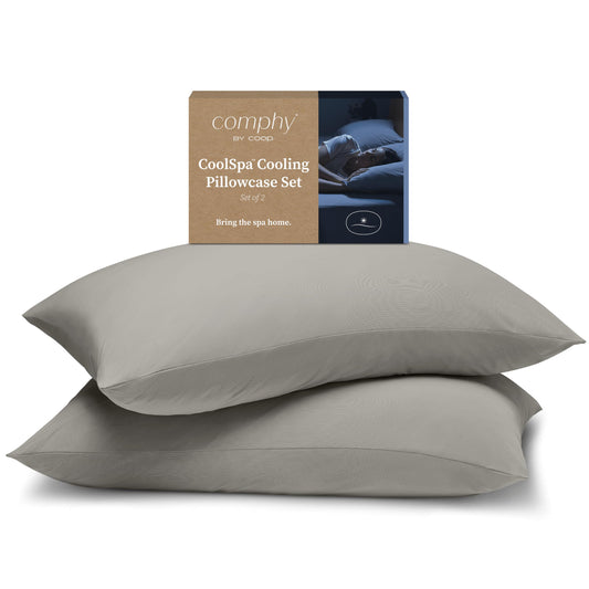 Coop Home Goods Comphy CoolSpa Cooling Pillow Case Set of 2 Dove Grey King Size Pillow Covers Luxury Spa Breathable Hotel Quality Pillow Cases - Renee Lane Company
