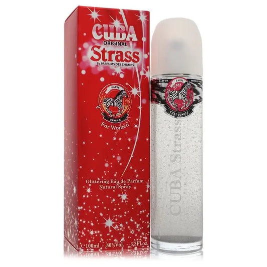 Women's perfume spray: red box paired with silver bottle and white cap, labeled