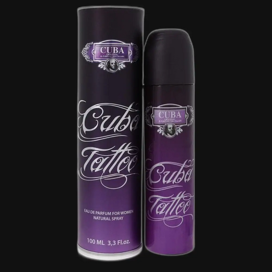 Fragluxe Cuba Tattoo eau de parfum, 100 ml spray bottle with matching canister