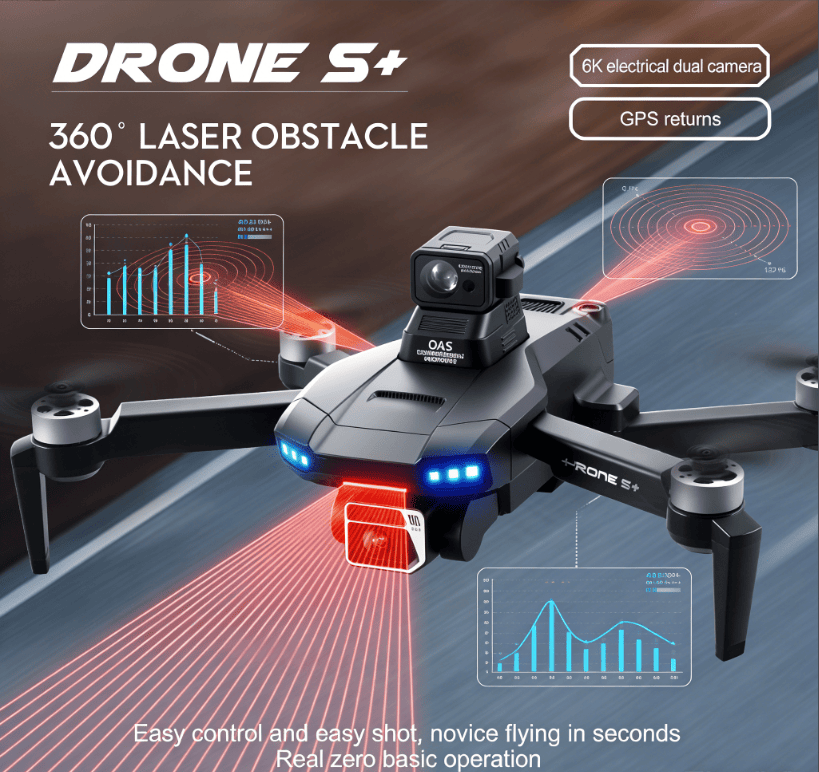 DRONE S+ 6K Electric Tuning Dual-Camera Drone with 360° Laser Obstacle Avoidance, GPS Automatic Return, Perfect Aerial Photography Tool for Beginners with Zero Threshold - Renee Lane Company