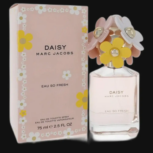 Women's eau de toilette spray set with floral pink box and glass bottle with flower top
