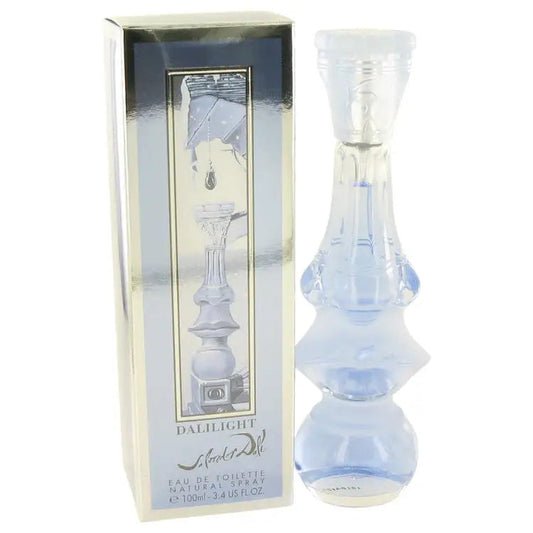 Perfume eau de toilette bottle with matching box, light blue frosted glass