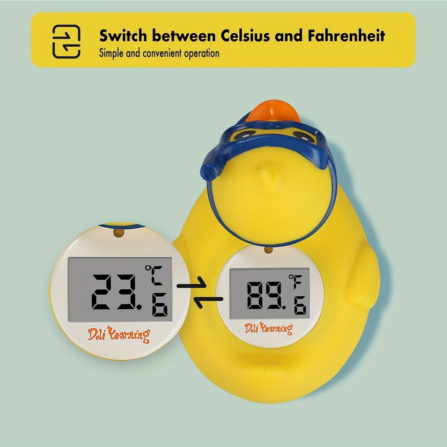 Digital Water Thermometer and Room Thermometer for Baby Bath Tub and Pool - Includes Duck Floating Toy with Temperature Warning - Perfect Gift for Newborns and Toddlers - Renee Lane Company