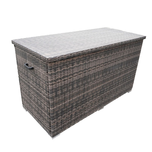 Direct Wicker Patio Brown Wicker Deck Box in Steel Frame with Storage Function - Renee Lane Company