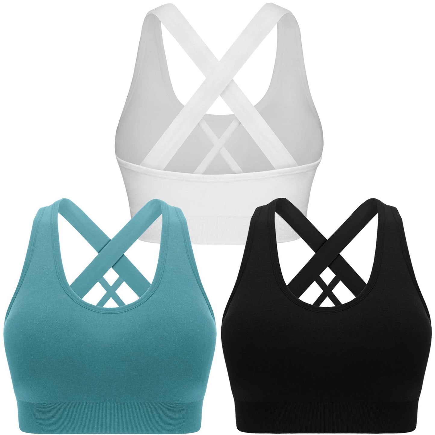 Double Couple Sports Bras for Women Padded High Impact Seamless Criss Cross Back Workout Tops Gym Activewear Bra Large - Renee Lane Company