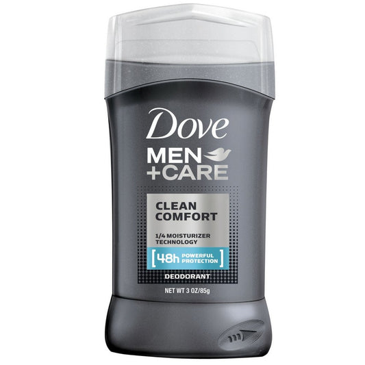 Dove Men+Care Clean Comfort deodorant stick in dark gray with clear top cap