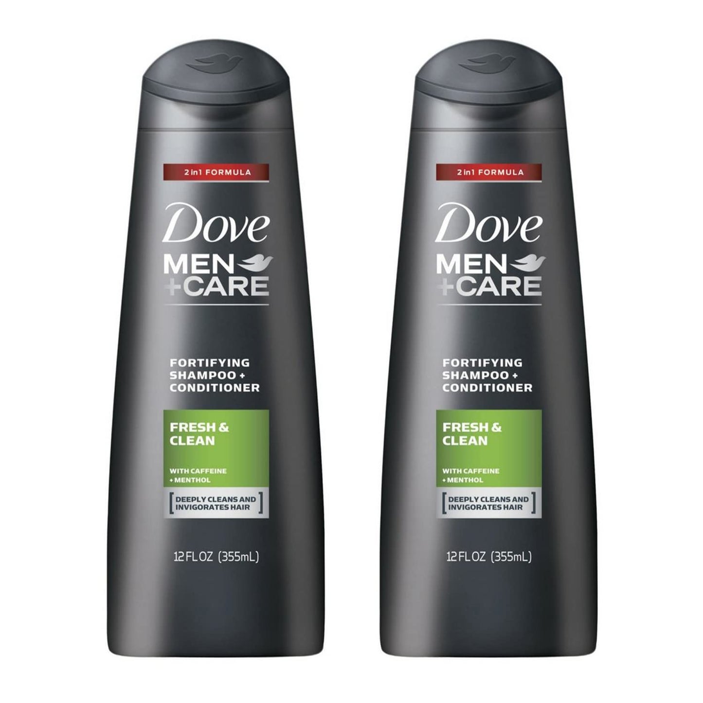 Dove Men+Care Fortifying 2 in 1 Shampoo and Conditioner Fresh and Clean for Normal to Oily Hair with Caffeine and Menthol to Help Strengthen & Nourish Hair 12 fl oz Pack of 2 - Renee Lane Company