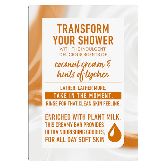 Coconut Milk & Sugar Lychee plant milk cleansing bar soap box back panel