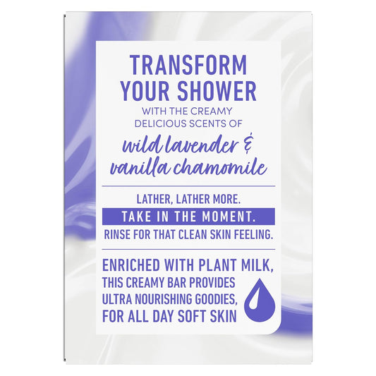 Dove plant milk cleansing bar soap box with wild lavender & vanilla chamomile