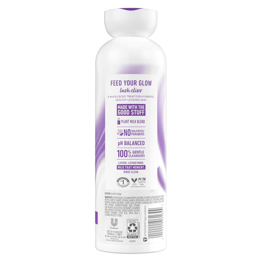 Dove body wash bottle back view with label panel and barcode