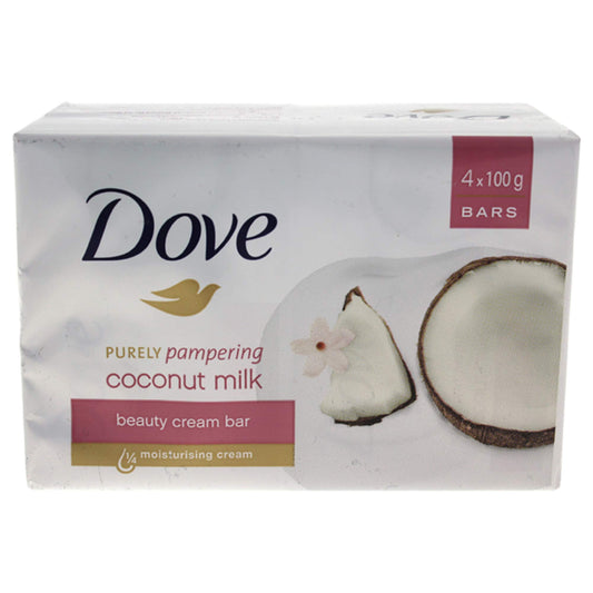 Dove purely pampering coconut milk beauty cream bar soap box, 4 bars