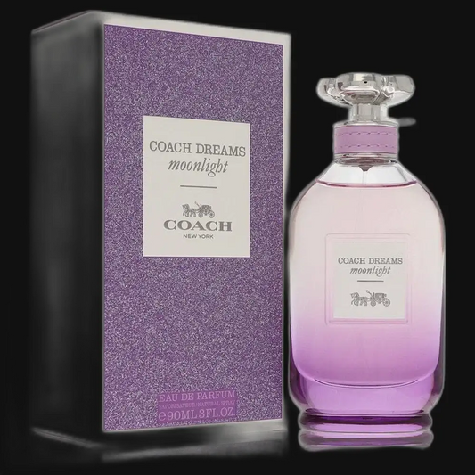 Women's perfume set: frosted bottle with purple-pink liquid and cap, with purple box.