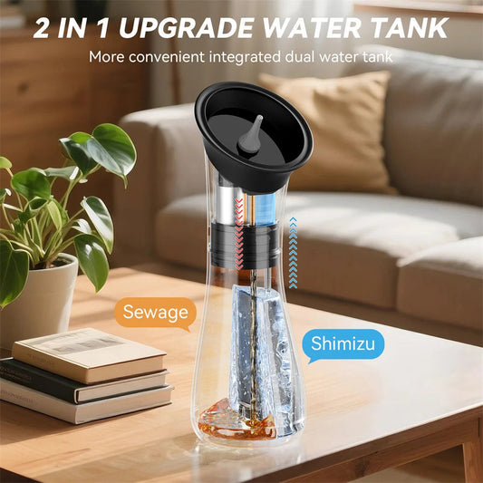 Ear wax water flusher with upright water tank and black nozzle cap