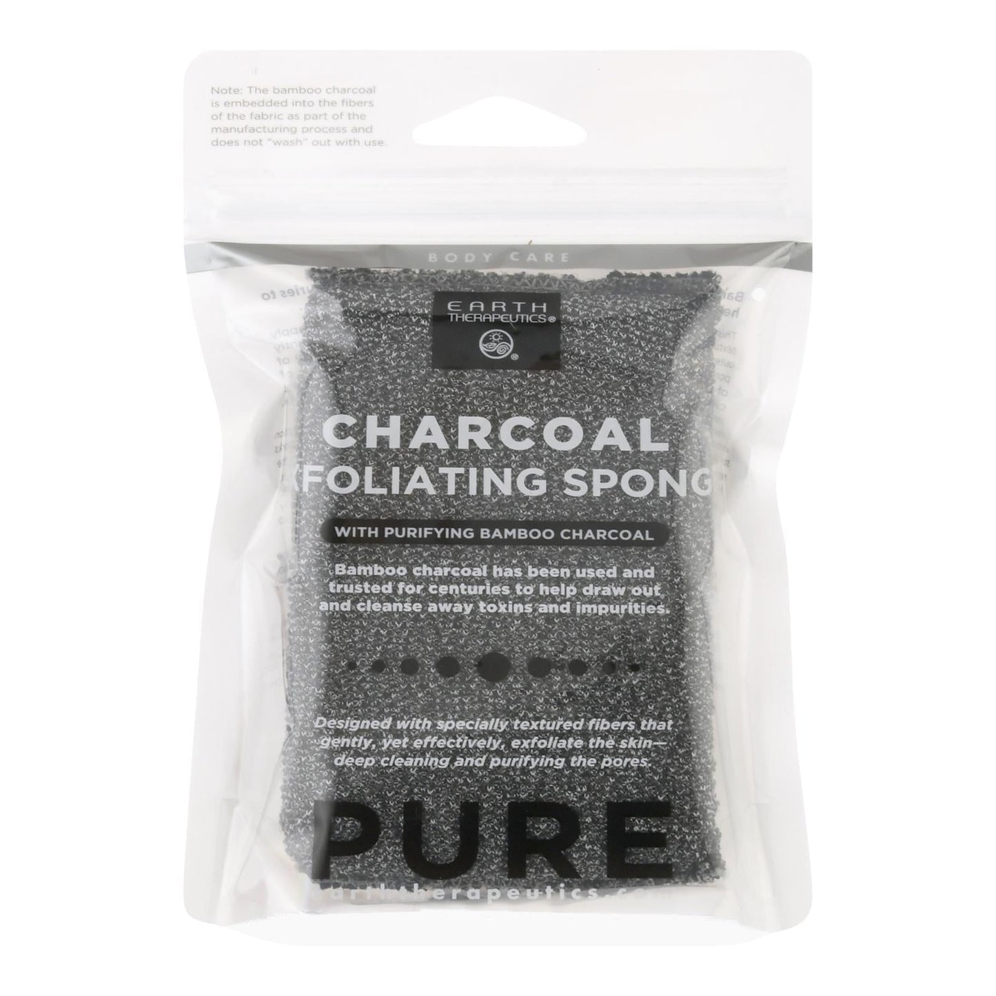Earth Therapeutics Body Sponge - Purifying Vegetable - Medicinal Charcoal - 1 Count - Renee Lane Company