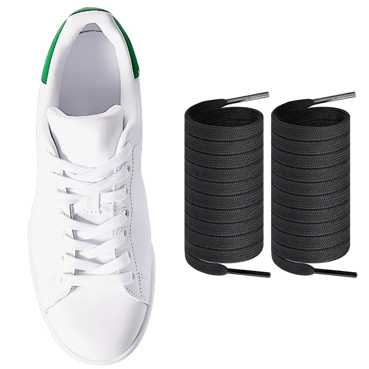 Endoto ShoeLaces for Adidas Stan Smith Flat Shoe Laces Replacement Laces for Sneaker Shoes(BlackSize:55Inch) - Renee Lane Company