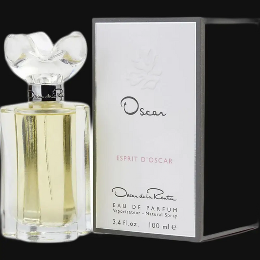 Women's Eau de Parfum box and clear glass bottle with pale yellow liquid, 100 ml