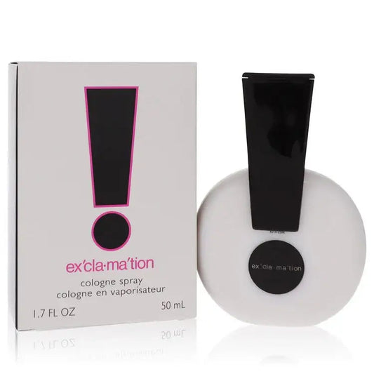 Women's Exclamation By Coty cologne spray bottle and matching box with purple exclamation logo