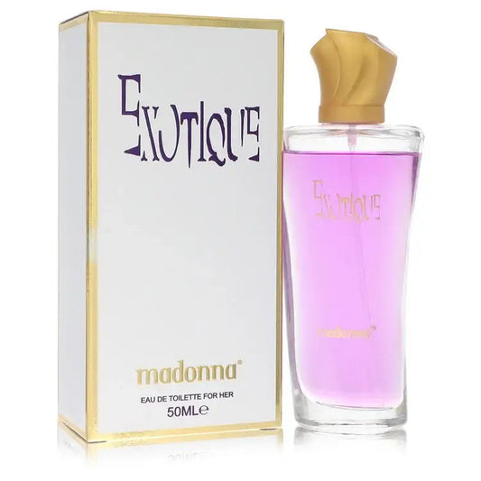 Women's eau de toilette bottle and box, purple liquid with gold cap