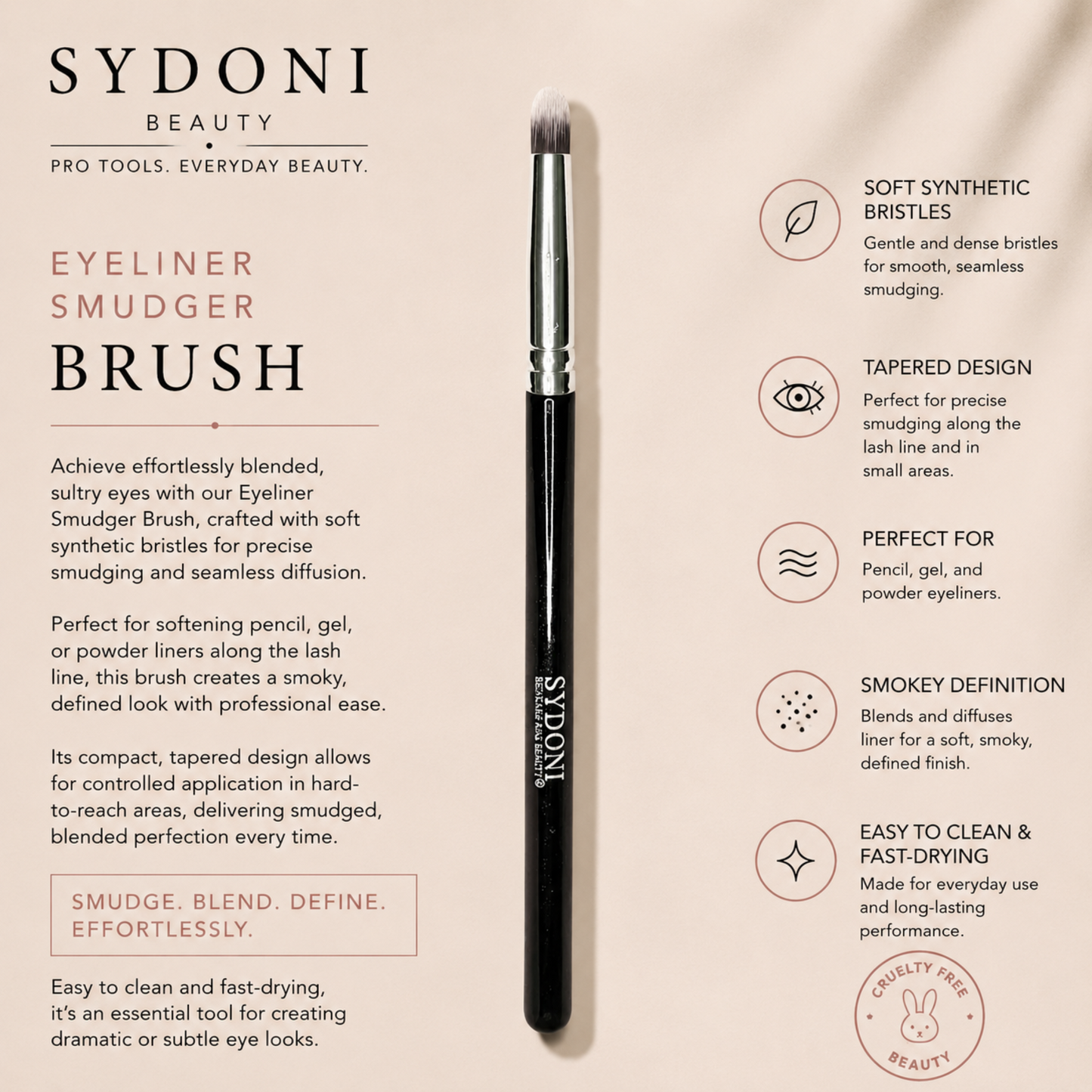 SYDONI EYELINER SMUDGER BRUSH - Synthetic Bristles - Renee Lane Company
