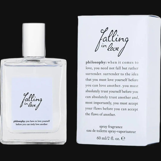 Women's Eau de Parfum set: clear bottle with silver cap beside light blue text box