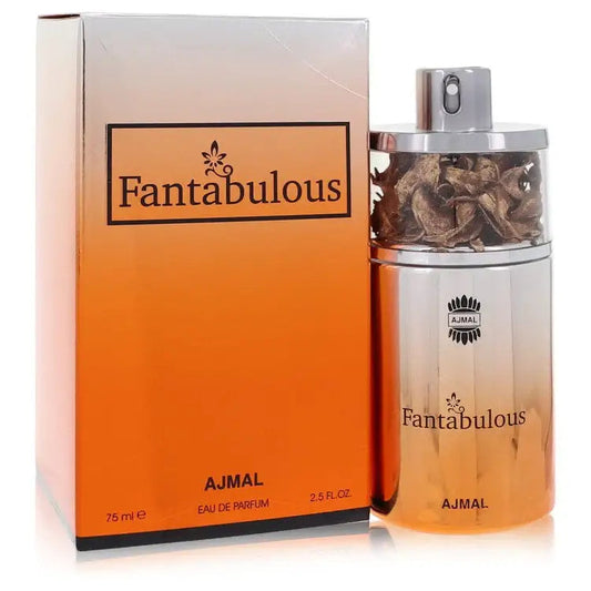 Women's eau de parfum with amber glass bottle, silver cap, and orange gift box