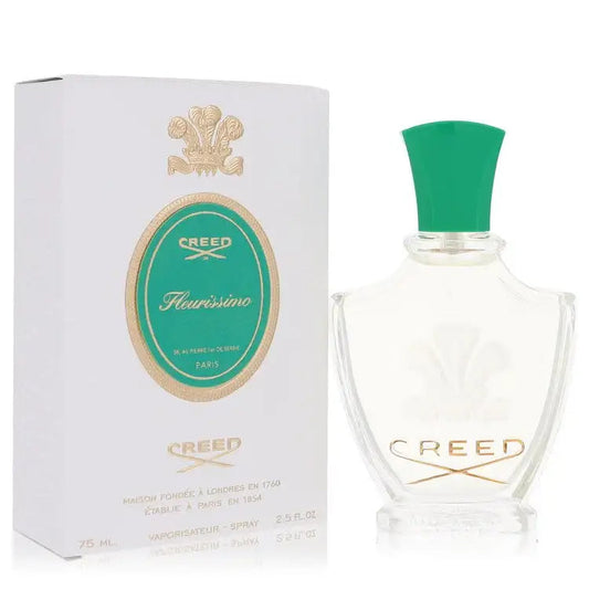 Women’s perfume set: green-capped bottle with REED label and Fleurissimo box.