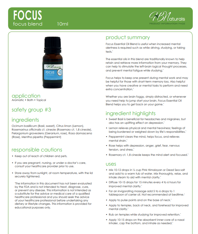 Focus Essential Oil - Renee Lane Company