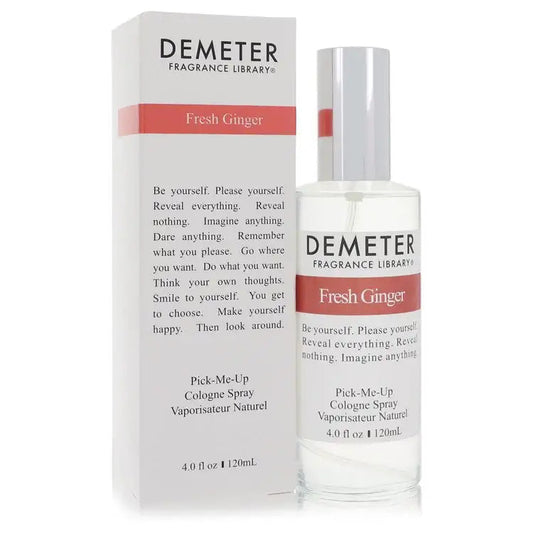 Demeter Fresh Ginger fragrance spray bottle standing with matching box, 120 mL