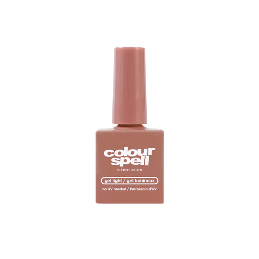 Copper gel nail polish bottle in light copper shade, glossy gel formula