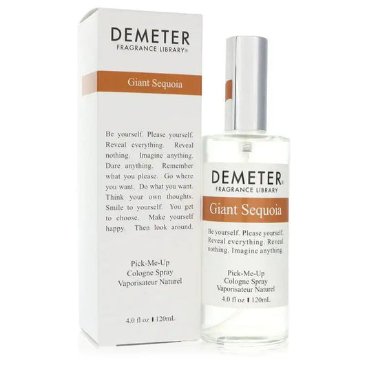 Giant Sequoia pick-me-up cologne spray with clear bottle and label, in box