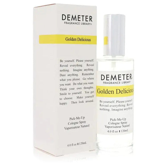 Demeter Golden Delicious eau de cologne spray bottle beside retail box