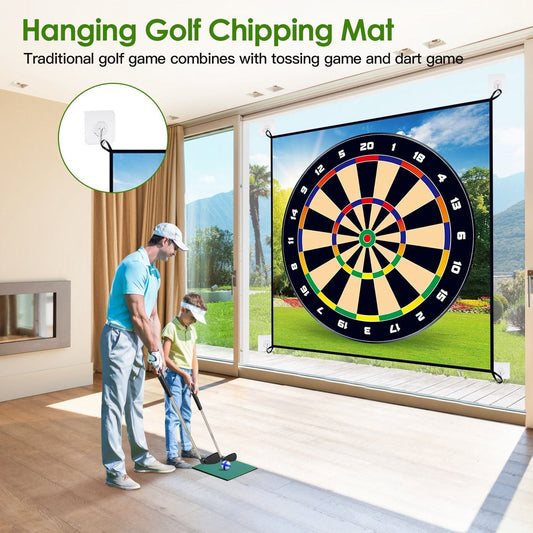 Golf Chipping Dart Game Mat Set With 20 Sticky Balls Ground Stakes Hanging Hooks Carrying Bag Indoor Outdoor Golf Hitting Training Game Mat For Kids Beginners - Renee Lane Company