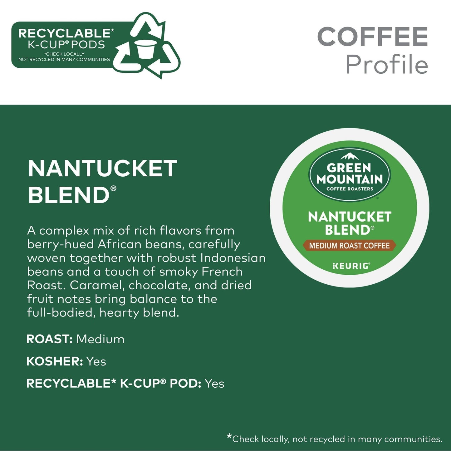 Green Mountain Coffee Roasters Nantucket Blend Keurig Single-Serve K-Cup Pods, Medium Roast Coffee, 48 Count - Renee Lane Company