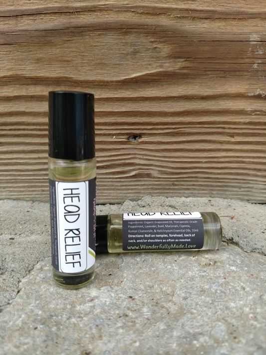 HEAD RELIEF- headache | migraine | allergies | natural pain relief | essential oils | roller bottle | all natural pain relief | head help - Renee Lane Company