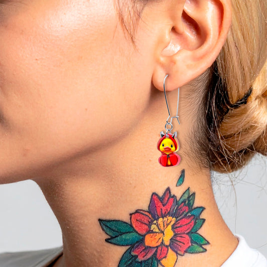 Hot Litle Devil Duck Dangle Earrings by Onyx O - Renee Lane Company