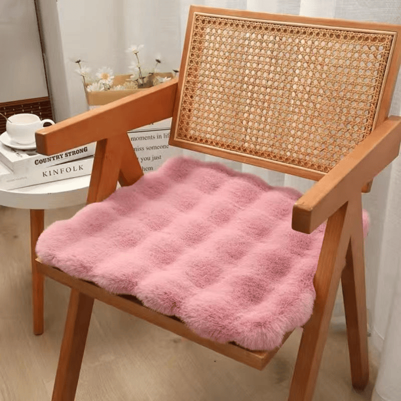 Imitation rabbit fur carpet square chair cover seat cushion, luxury rabbit fur small rug fluffy floor mat, suitable for living room sofa, bedroom living room children's room - Renee Lane Company
