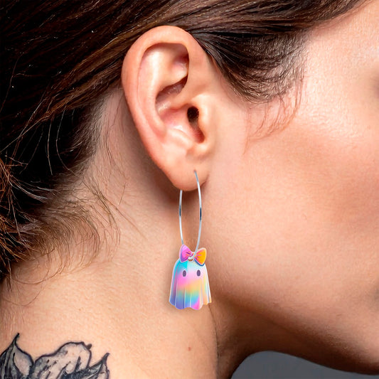 Iridescent Ghost Girl Hoop Earrings by Onyx O - Renee Lane Company