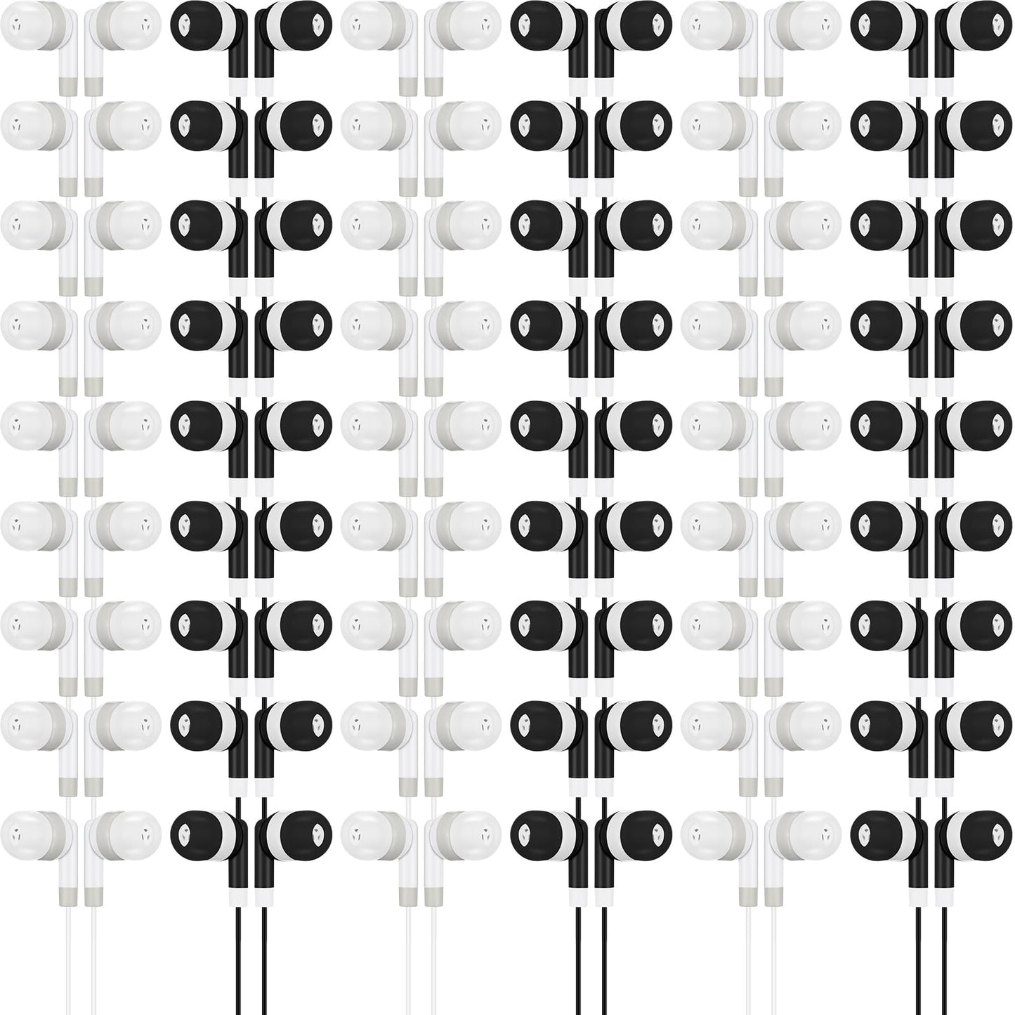 Kigeli 100 Pcs Kids Bulk Earbud Headphones for Classroom Student Wired Headphones in-Ear Earbud 3.5 mm Disposable Earphones Set for Kids Adult Class School Library Laptop (Grey Black) - Renee Lane Company