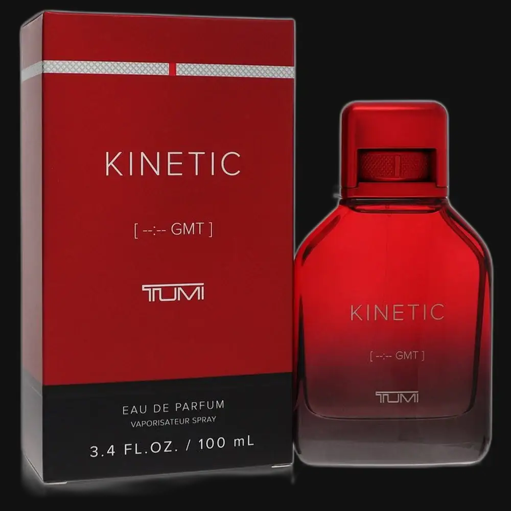 Men's eau de parfum bottle with red box, 100 mL, Kinetic by Tumi