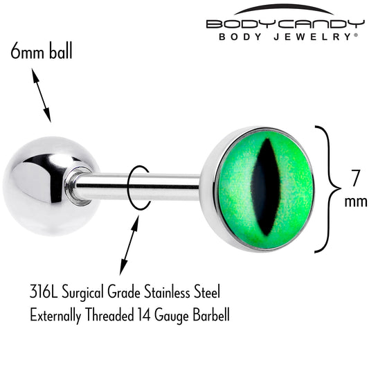 Kitty Green Eye UV Reactive Barbell Tongue Ring - Renee Lane Company