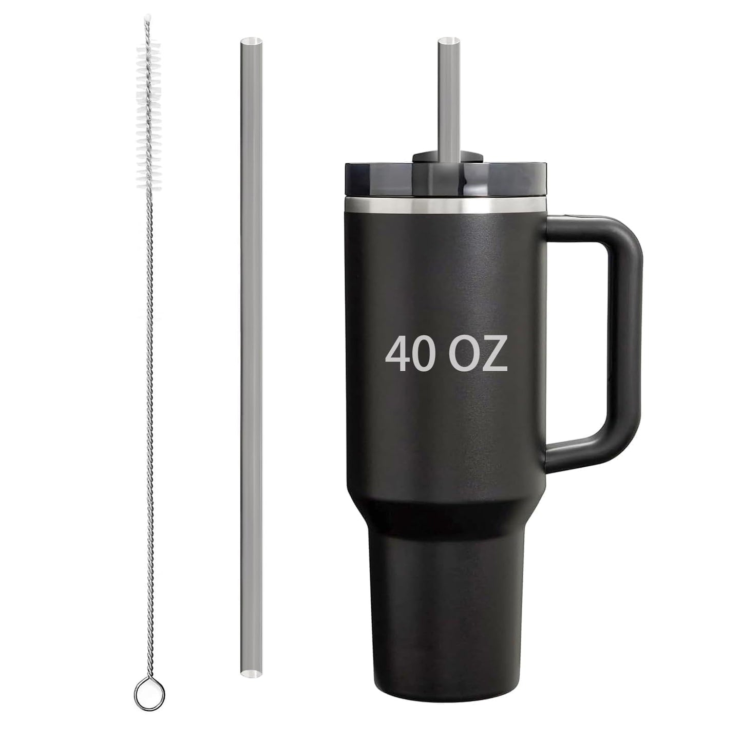 Linsaner 1 Pack 12" Reusable Straw and 1 pack 13" Cleaning Brush Perfect Replacement for Stanley Cup 40 oz for Stanley Straw for Stanley Cup Accessories for Stanley Accessories(Translucent Black) - Renee Lane Company