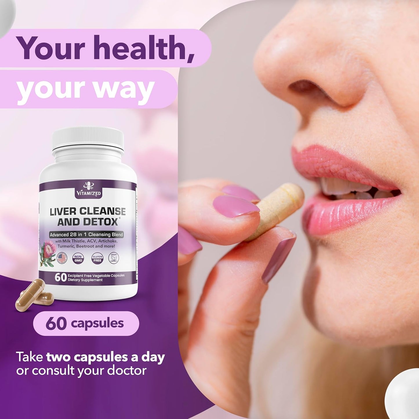 Liver Cleanse and Detox Formula - Milk Thistle, Artichoke Extract, Dandelion, and Apple Cider Vinegar - Liver Health Supplement - Renee Lane Company