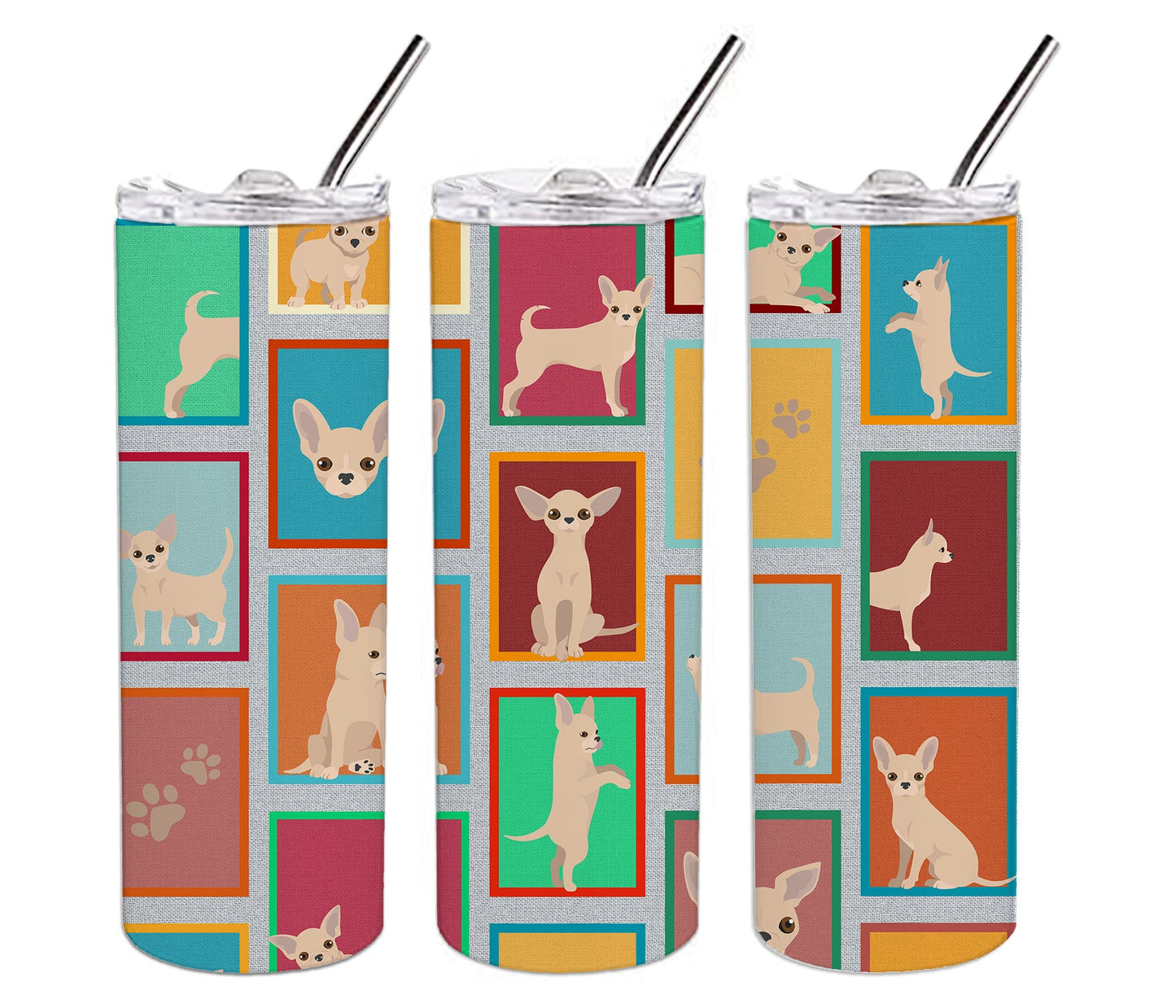 Lots of Chihuahua Stainless Steel Skinny Tumbler Vacuum Double Walled Reusable Insulated Tumbler Travel Cup for Coffee Cocktails Gift with Lid, 20 oz - Renee Lane Company